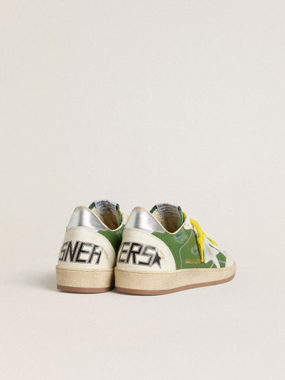 Ball Star LTD in green nappa leather with white suede star and metallic silver leather heel tab - Golden Goose Men