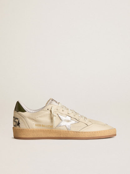 Men's Ball Star with silver leather star and green leather heel tab - Golden Goose Men