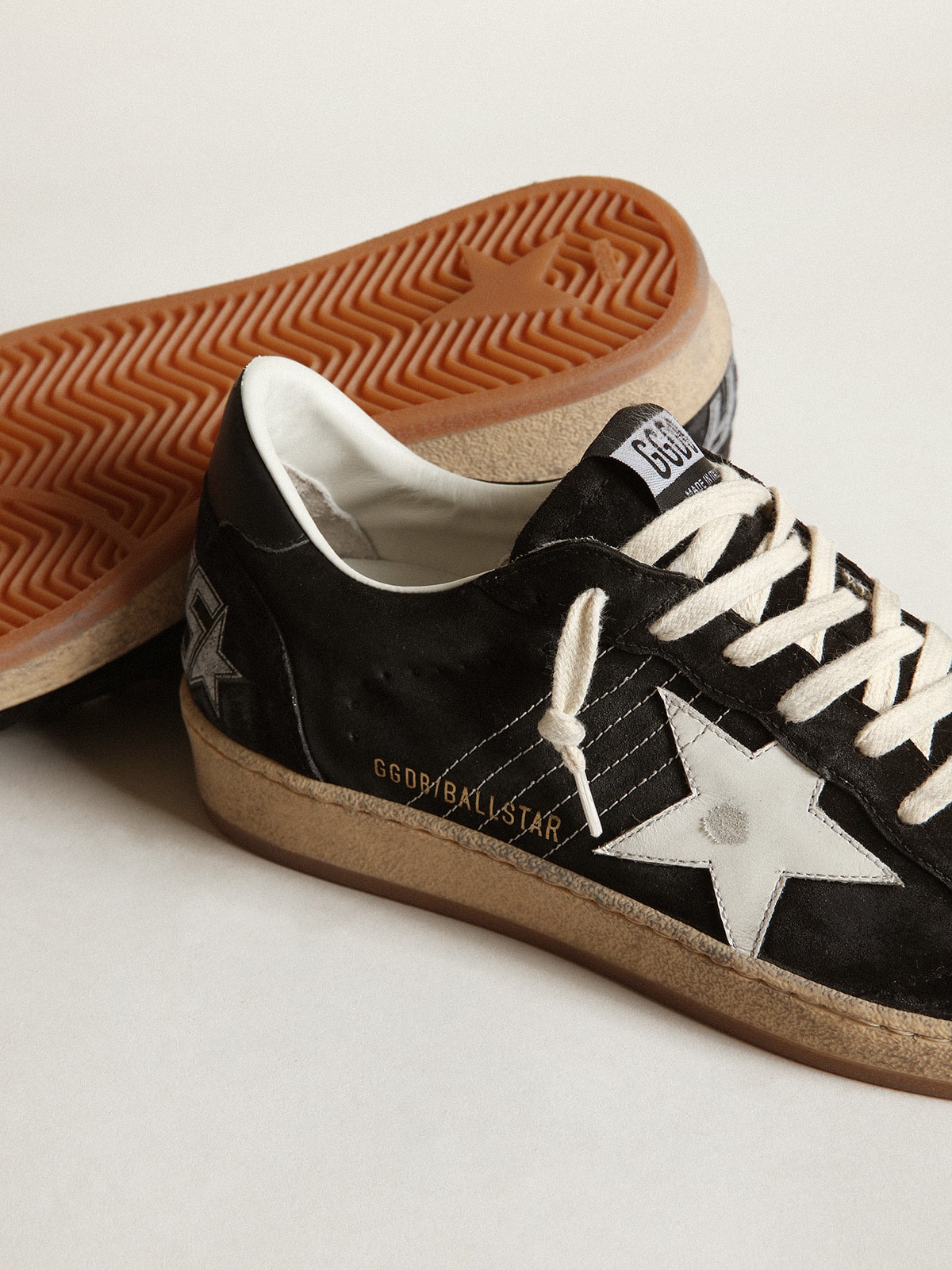 Men's Ball Star in black suede with white leather star - Golden Goose Men