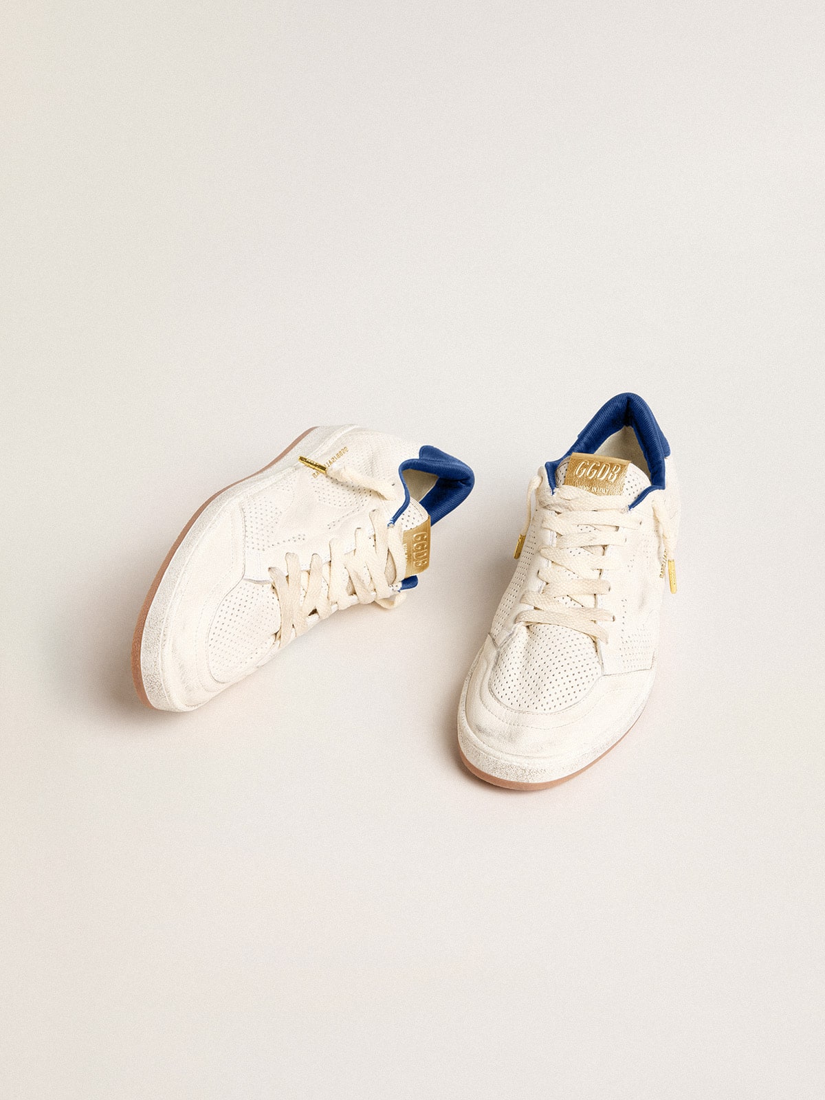 Ball Star in perforated nappa with white star and blue nylon heel tab - Golden Goose Men