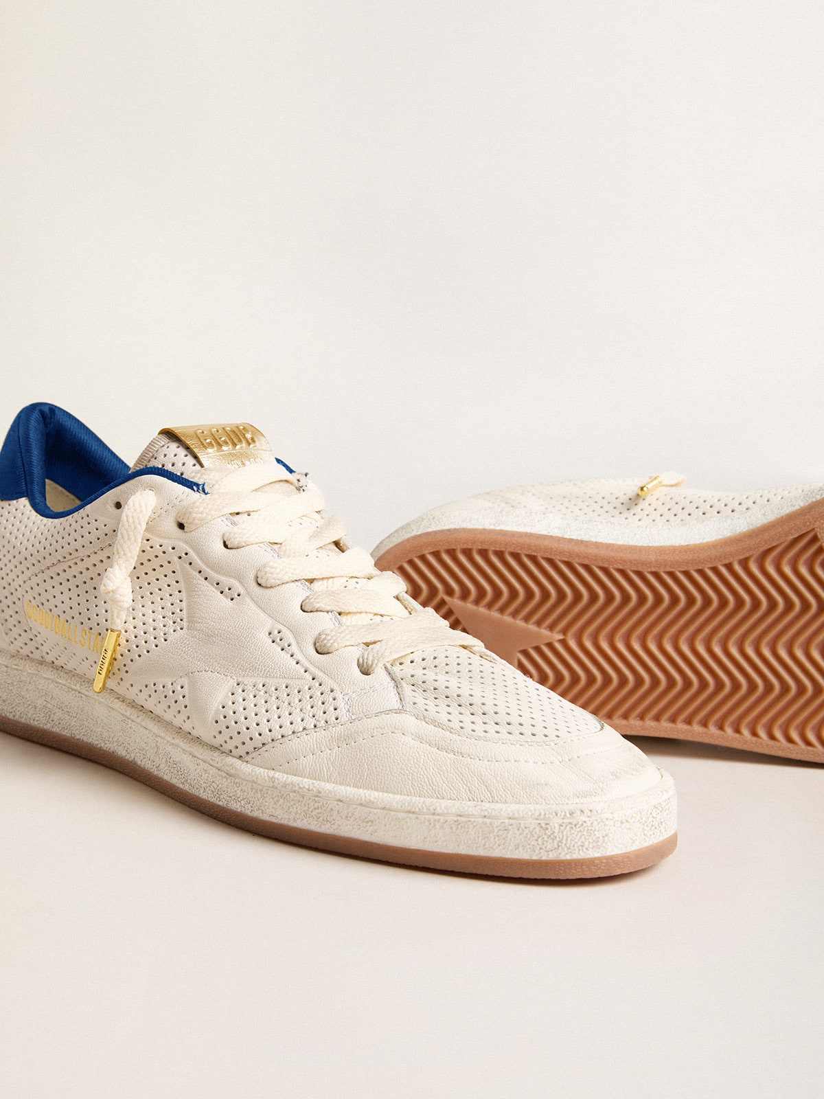 Ball Star in perforated nappa with white star and blue nylon heel tab - Golden Goose Men