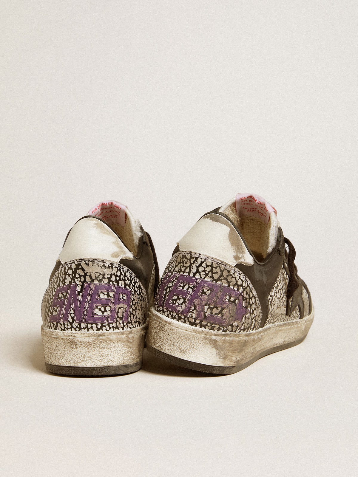 Men's Ball Star in elephant-print leather with black leather star - Golden Goose Men