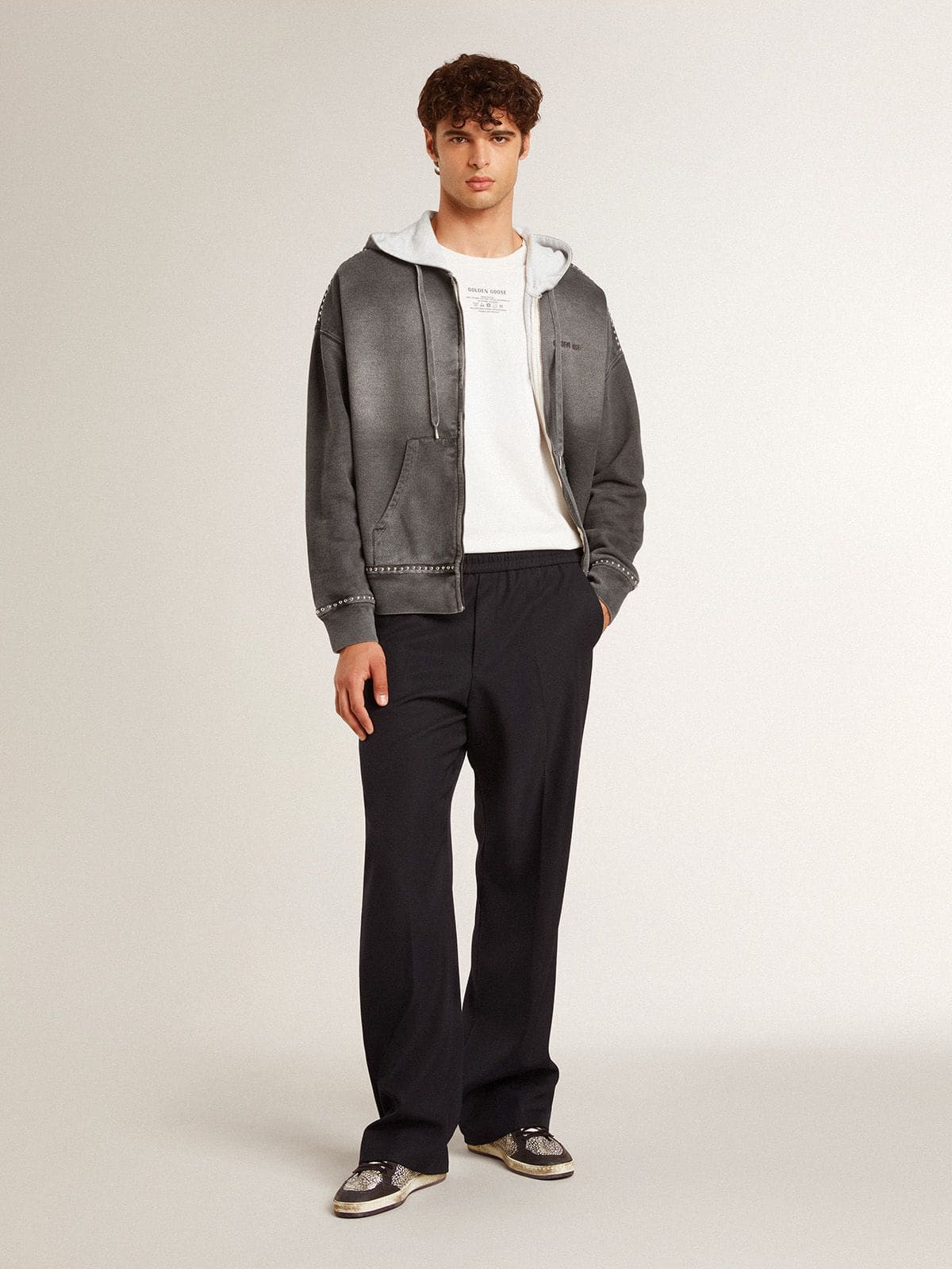 Men's Ball Star in elephant-print leather with black leather star - Golden Goose Men