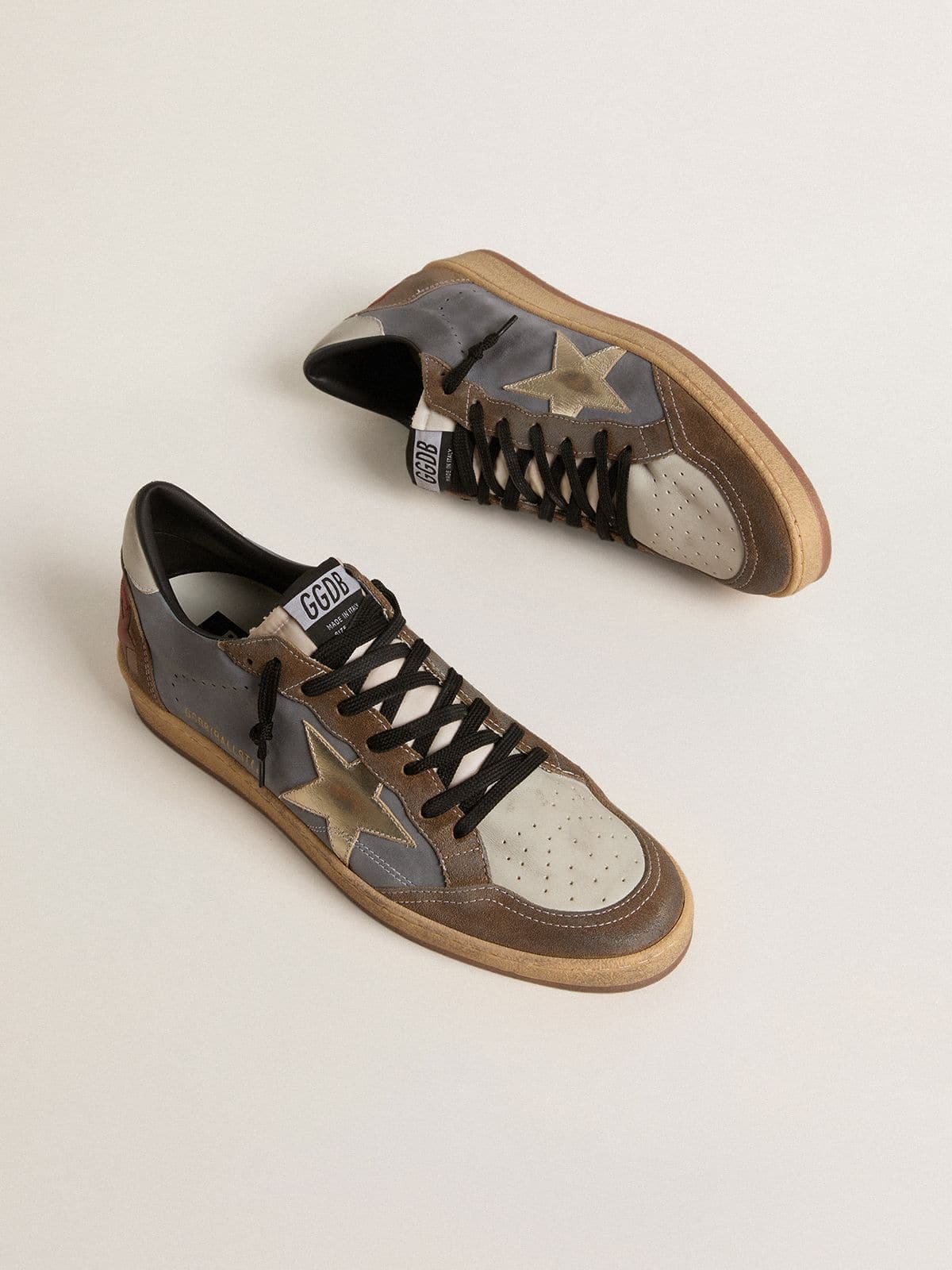 Men's Ball Star in nubuck and suede with gold metallic star - Golden Goose Men