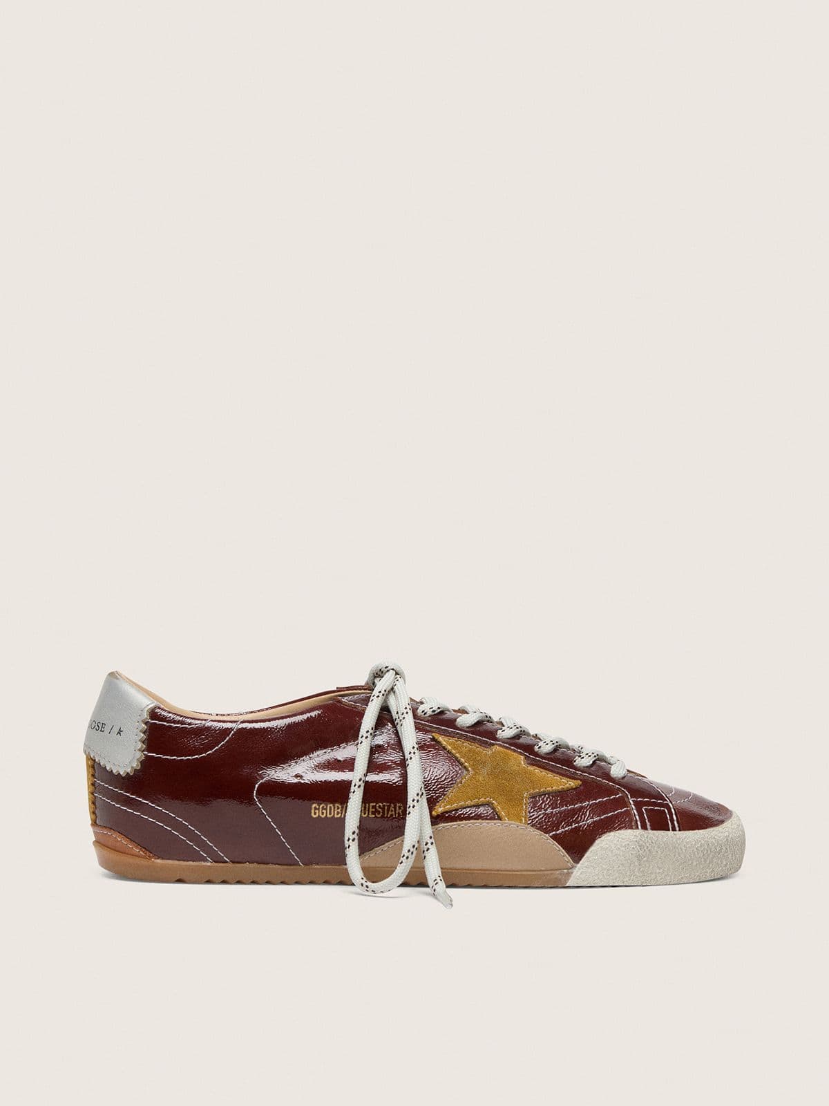 Men's True-Star in burgundy naplak with suede star and silver nappa heel tab - Golden Goose Men