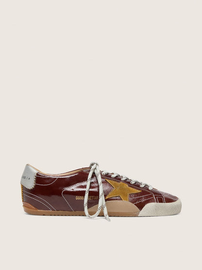 Men's True-Star in burgundy naplak with suede star and silver nappa heel tab - Golden Goose Men