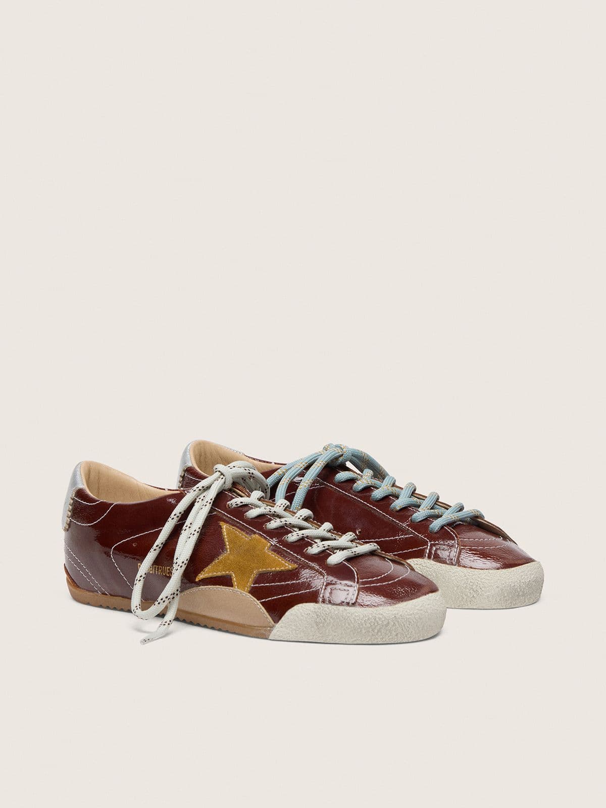 Men's True-Star in burgundy naplak with suede star and silver nappa heel tab - Golden Goose Men
