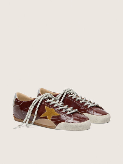 Men's True-Star in burgundy naplak with suede star and silver nappa heel tab - Golden Goose Men