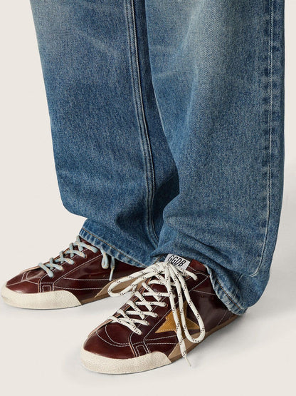 Men's True-Star in burgundy naplak with suede star and silver nappa heel tab - Golden Goose Men
