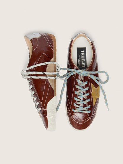 Men's True-Star in burgundy naplak with suede star and silver nappa heel tab - Golden Goose Men