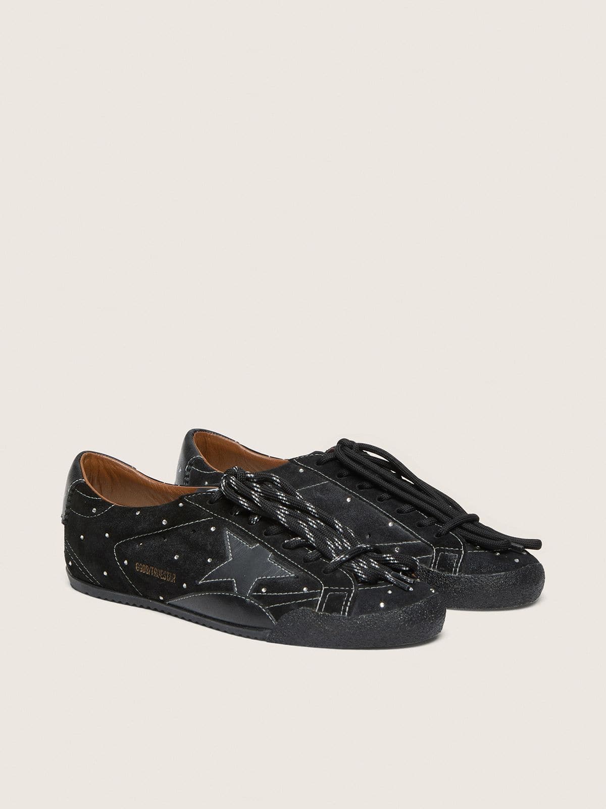 Men's True-Star in black suede with Swarovski crystals and black leather star - Golden Goose Men