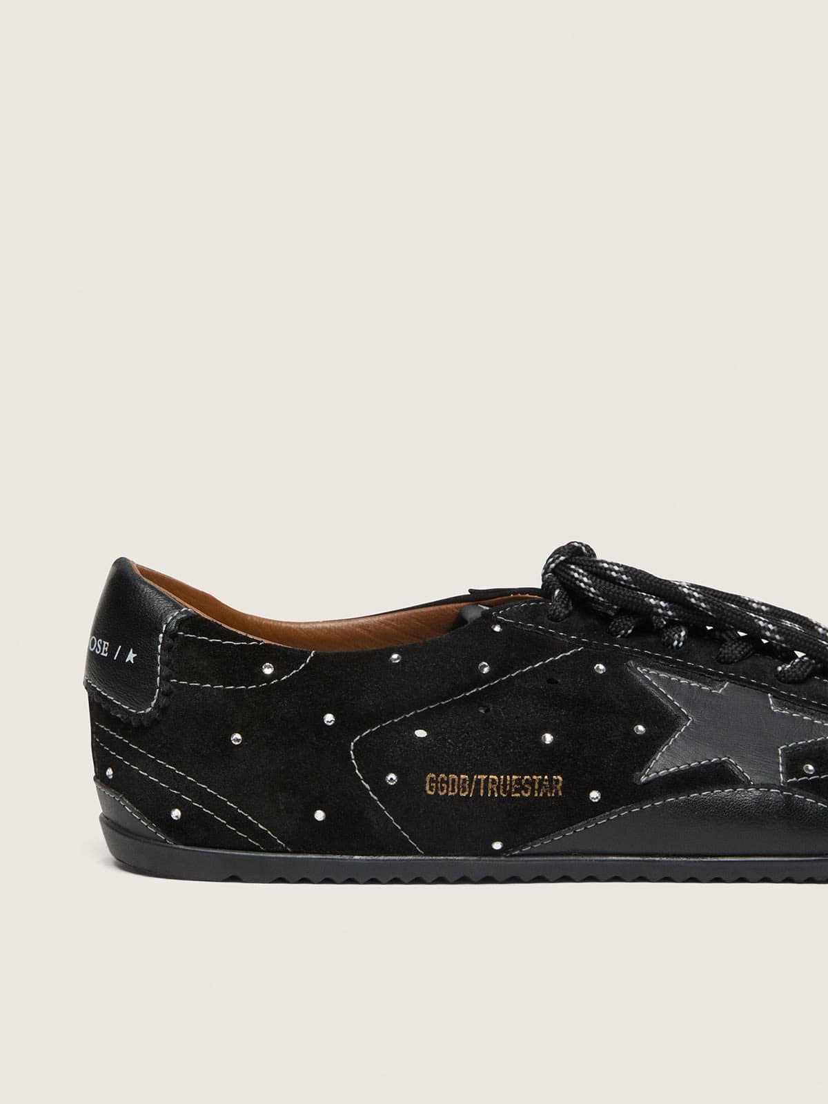 Men's True-Star in black suede with Swarovski crystals and black leather star - Golden Goose Men
