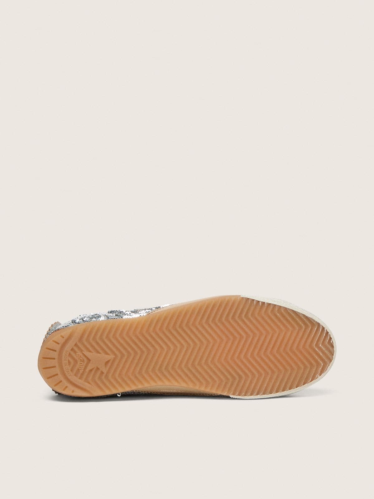 Men's True-Star in silver sequins with black star and silver leather heel tab - Golden Goose Men