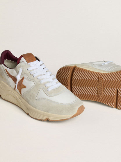 Men's Running Sole in nylon and suede with brown leather star and burgundy leather heel tab - Golden Goose Men