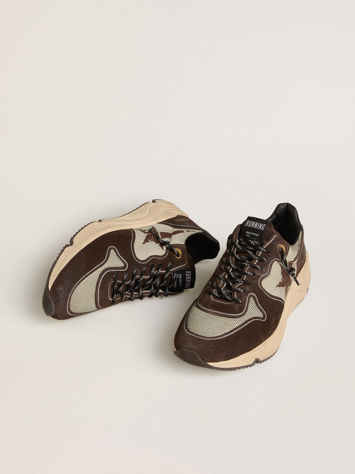 Men's Running Sole in nylon and suede with printed star and leather heel tab - Golden Goose Men