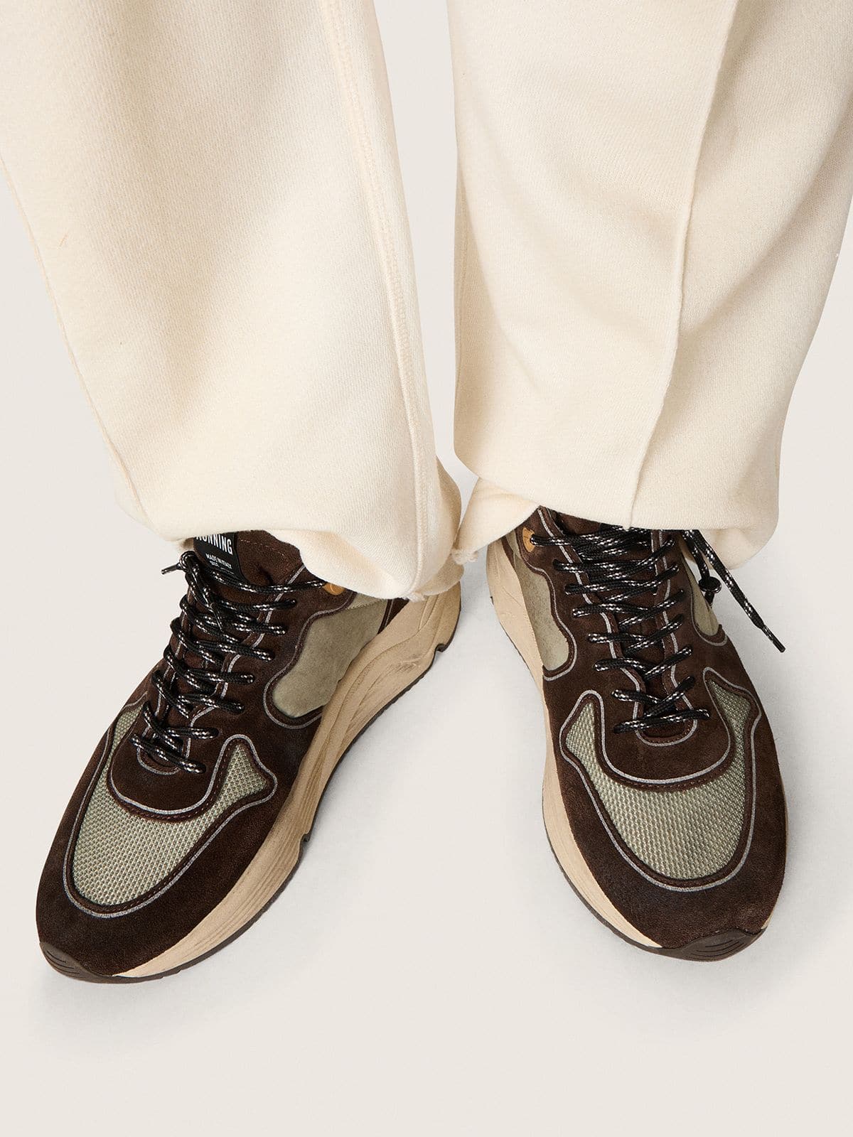 Men's Running Sole in nylon and suede with printed star and leather heel tab - Golden Goose Men