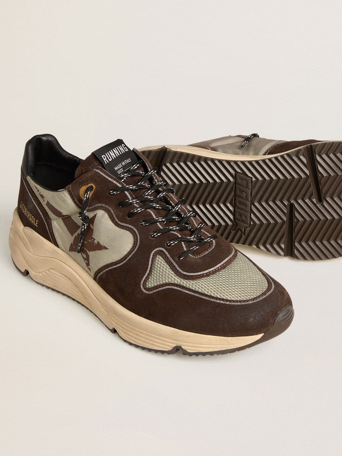 Men's Running Sole in nylon and suede with printed star and leather heel tab - Golden Goose Men