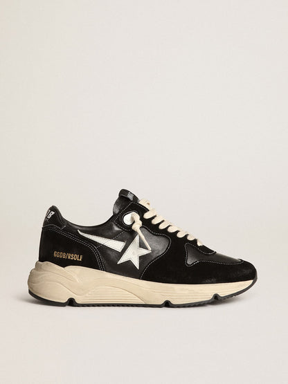Men’s Running Sole in black nappa leather and suede with a white star - Golden Goose Men