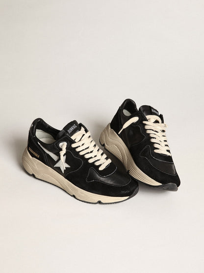 Men’s Running Sole in black nappa leather and suede with a white star - Golden Goose Men