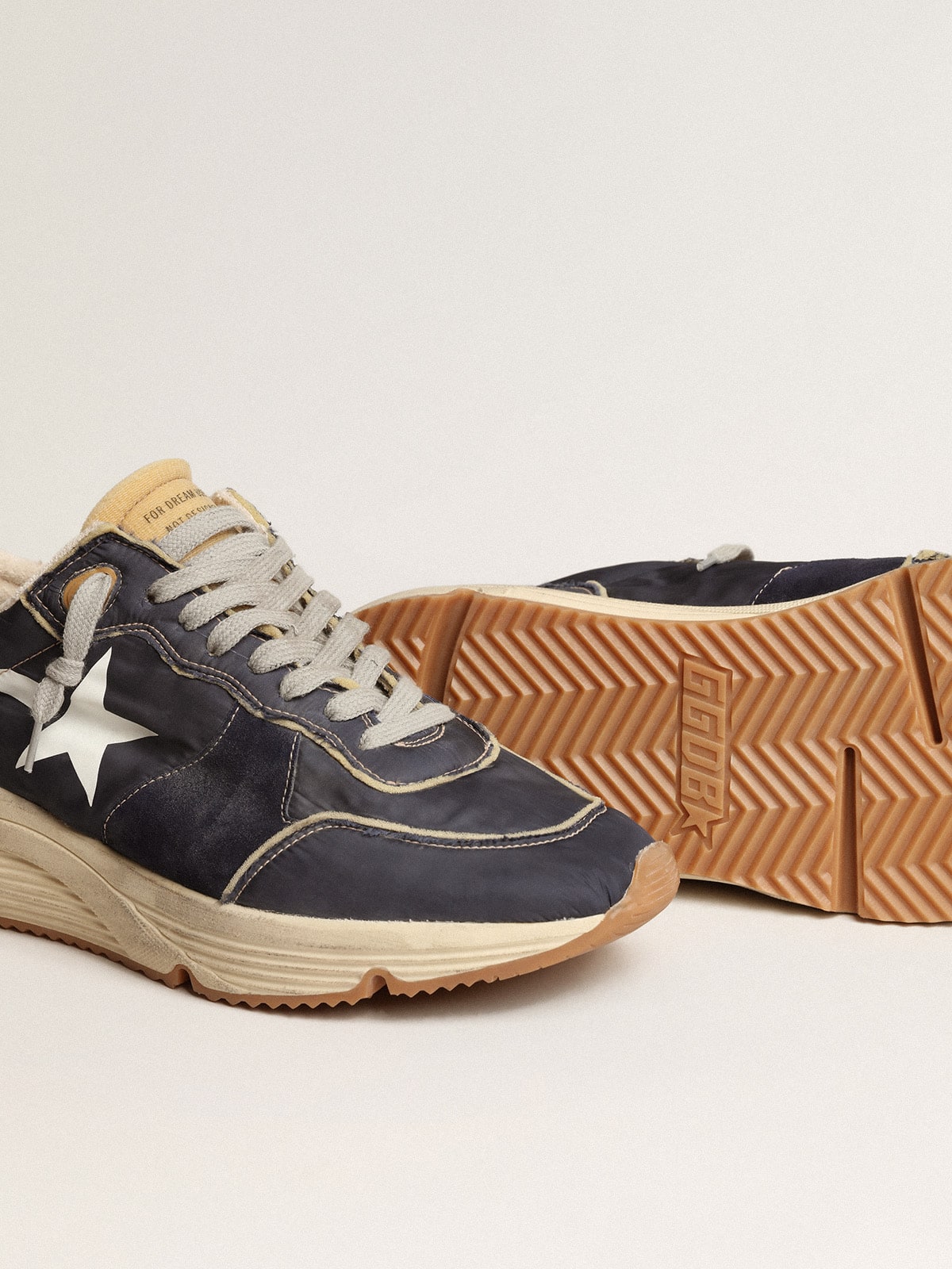 Running Sole in blue nylon with white printed star - Golden Goose Men