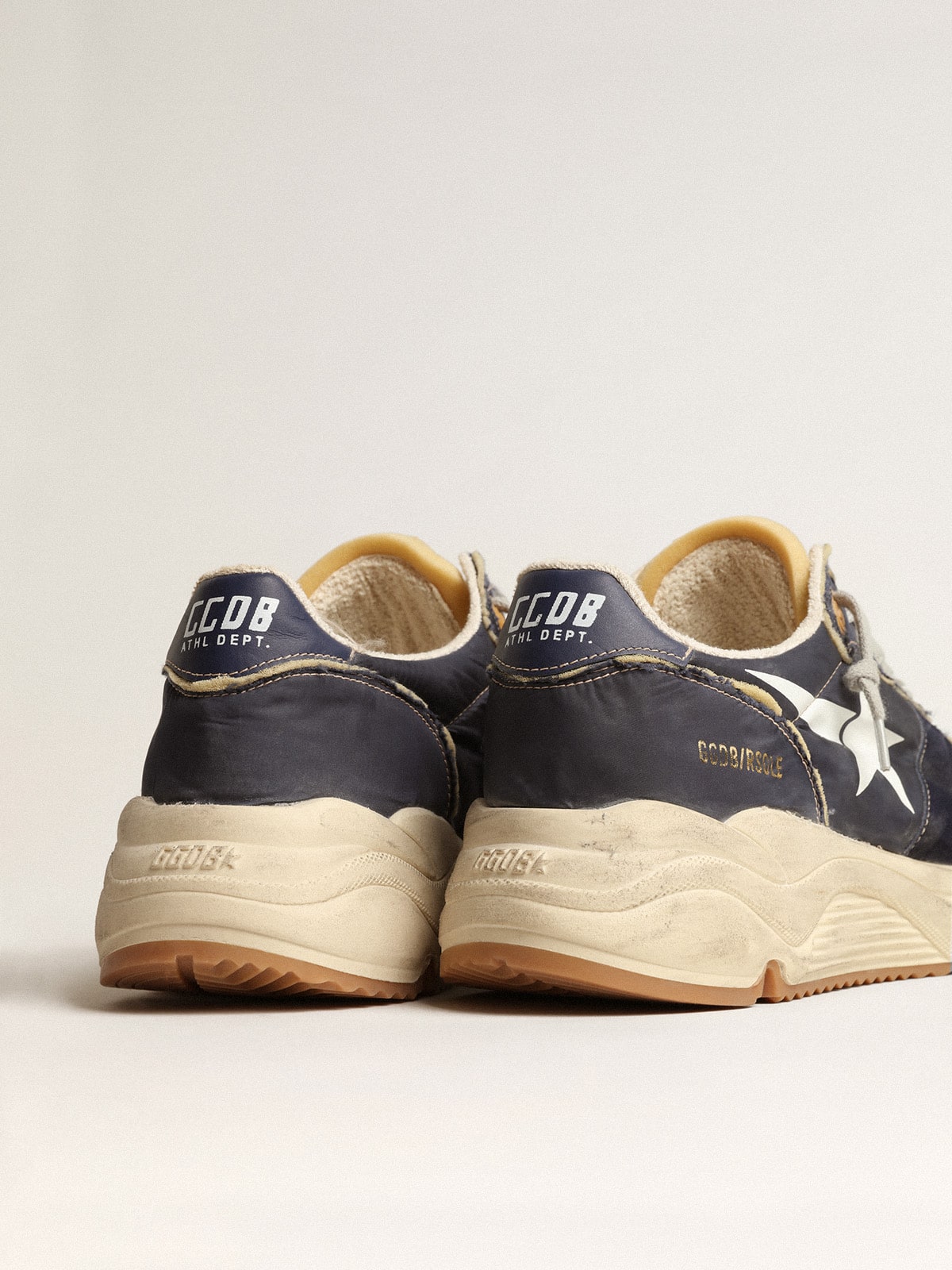 Running Sole in blue nylon with white printed star - Golden Goose Men