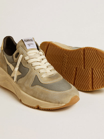 Running Sole in gray suede with white star and white heel tab - Golden Goose Men