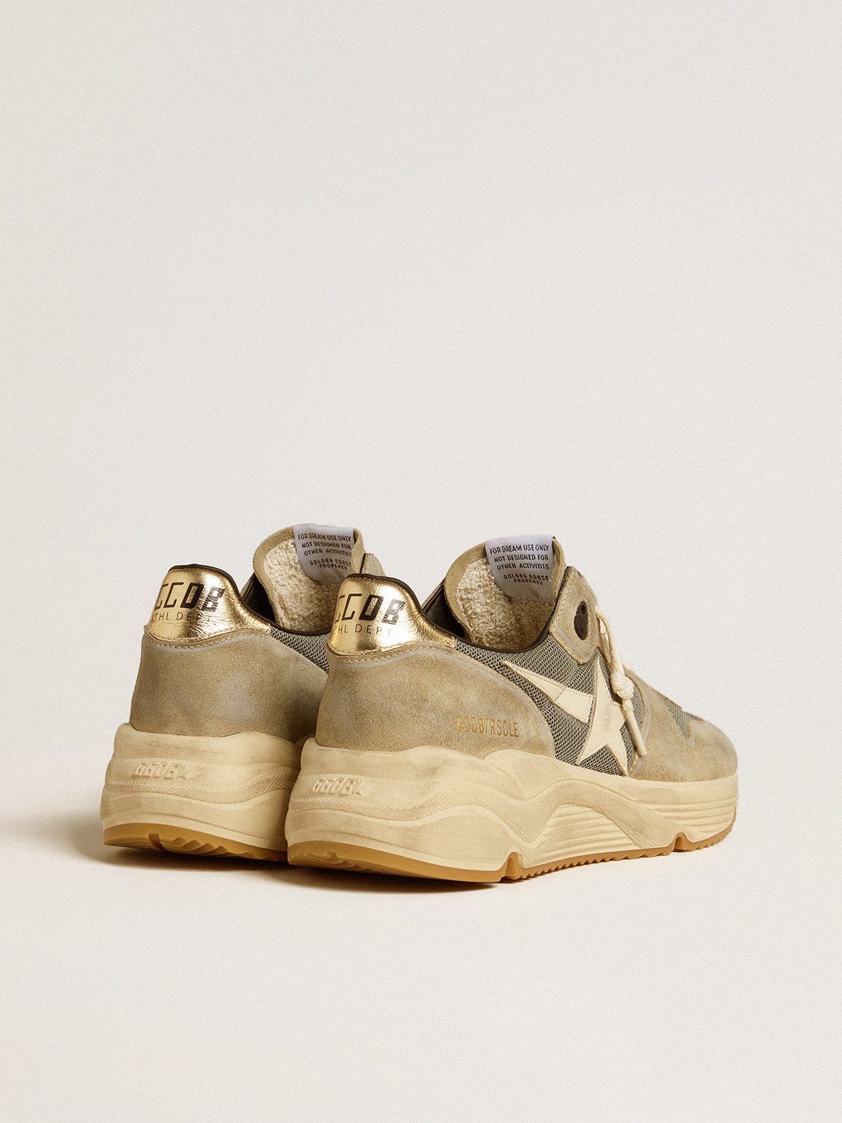 Running Sole in gray suede with white star and white heel tab - Golden Goose Men