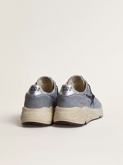 Men's Running Sole in light blue nylon and nubuck with black star - Golden Goose Men