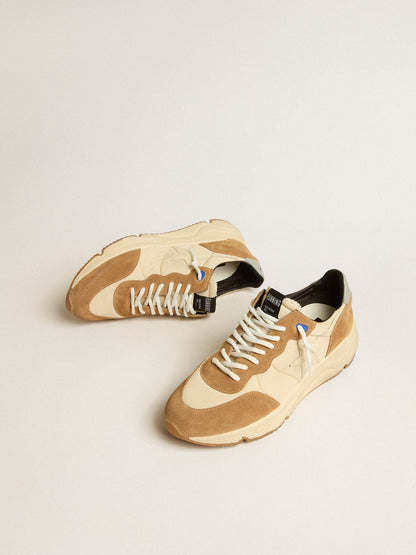 Men's Running Sole in ivory nylon and tobacco suede - Golden Goose Men