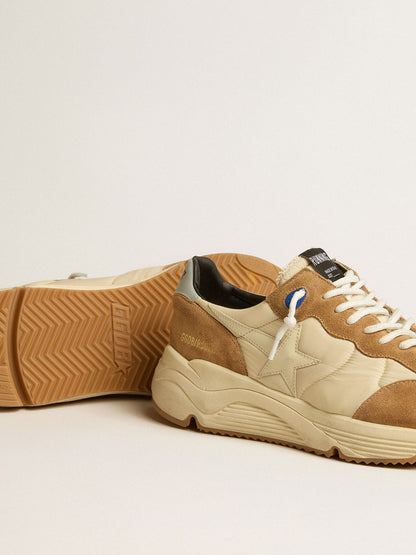 Men's Running Sole in ivory nylon and tobacco suede - Golden Goose Men