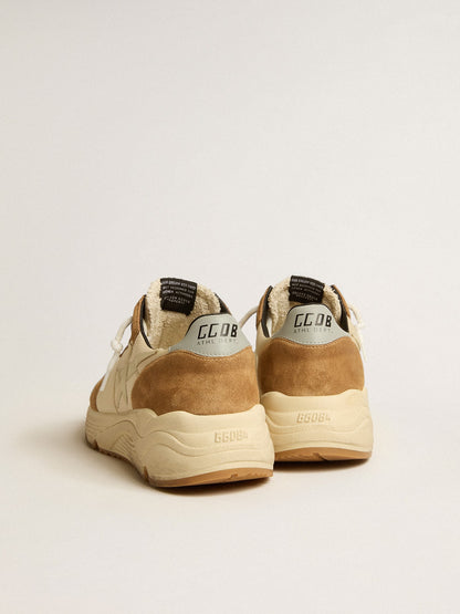 Men's Running Sole in ivory nylon and tobacco suede - Golden Goose Men