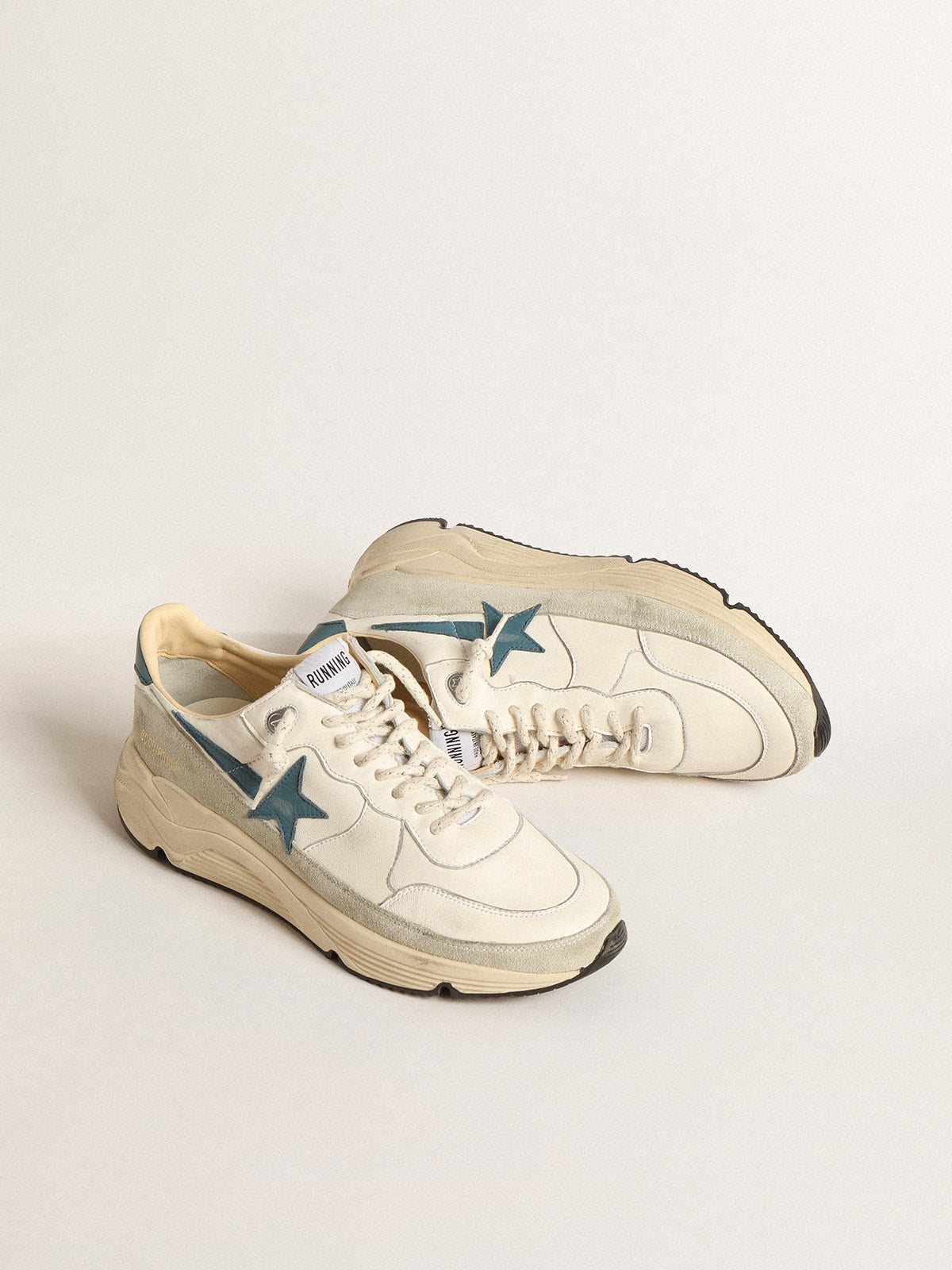 Running Sole in nappa with blue leather star and suede insert - Golden Goose Men