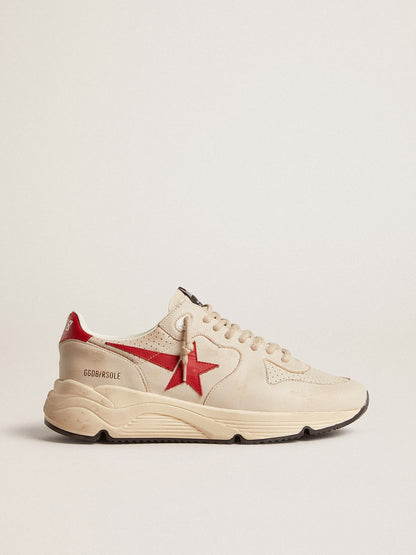 Men's Running Sole in gray nappa leather with red nappa leather star and heel tab - Golden Goose Men
