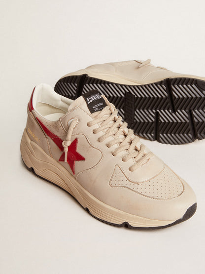 Men's Running Sole in gray nappa leather with red nappa leather star and heel tab - Golden Goose Men