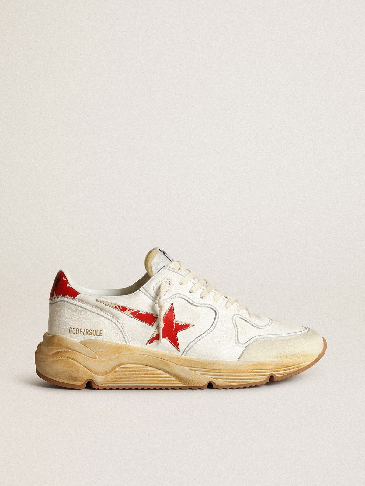 Men's Running Sole with leather star and heel tab with red print - Golden Goose Men