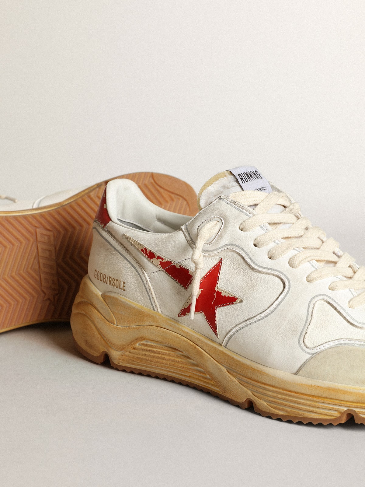 Men's Running Sole with leather star and heel tab with red print - Golden Goose Men