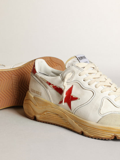 Men's Running Sole with leather star and heel tab with red print - Golden Goose Men