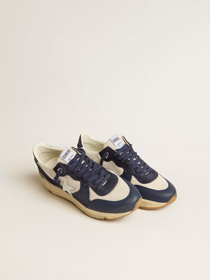 Running Sole in cream mesh and blue leather with a white leather star - Golden Goose Men