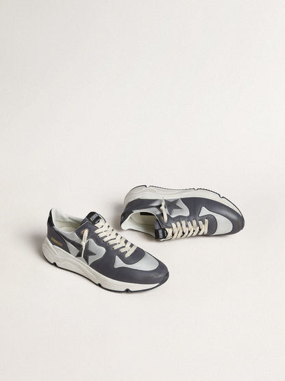 Men’s Running Sole in gray nylon and black nappa leather with a black suede star - Golden Goose Men