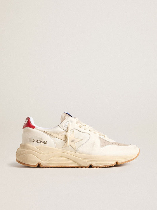 Men’s Running Sole in nappa leather with beige leather star and red heel tab - Golden Goose Men