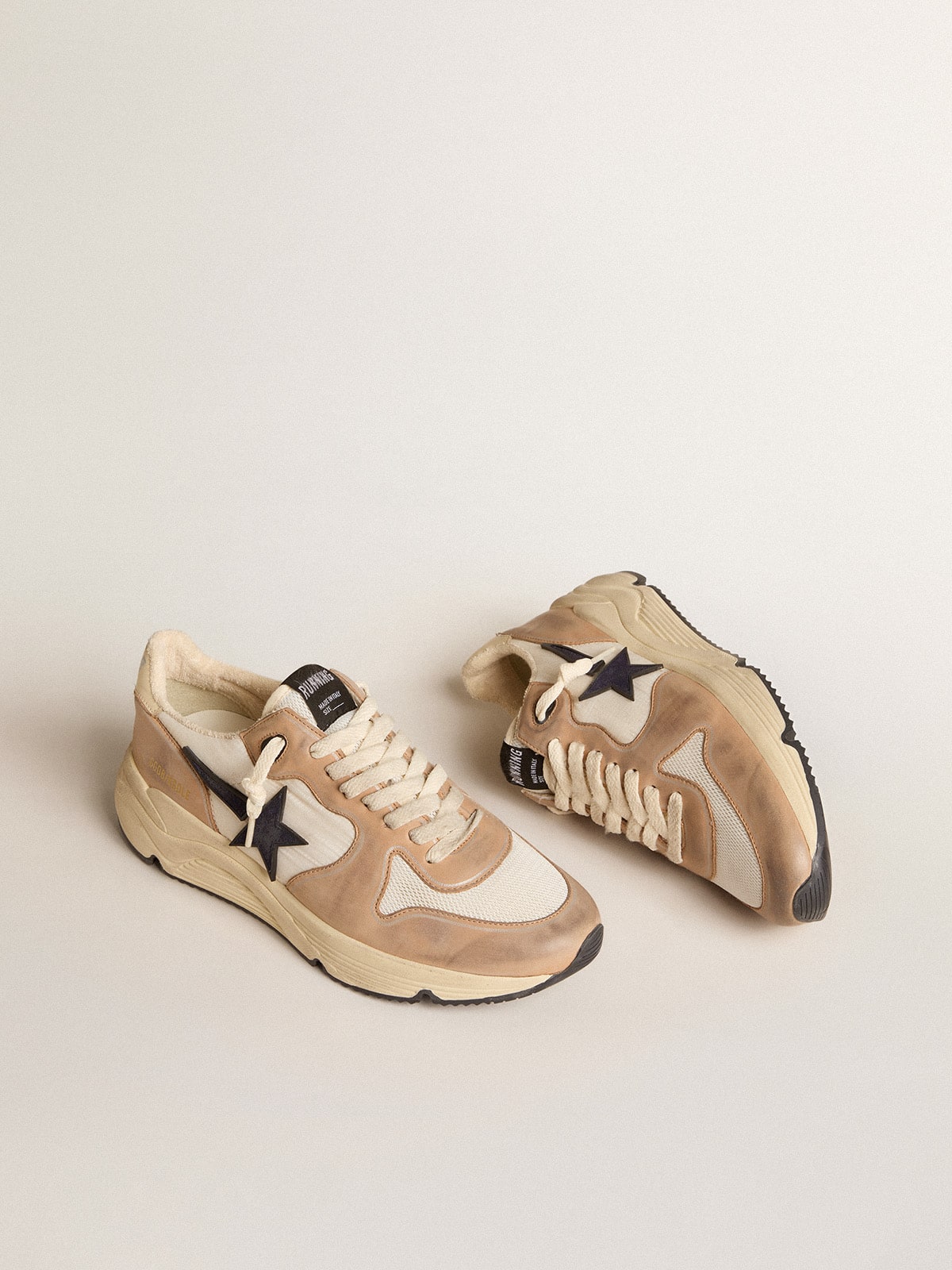 Running Sole in nylon and nubuck with dark blue suede star - Golden Goose Men