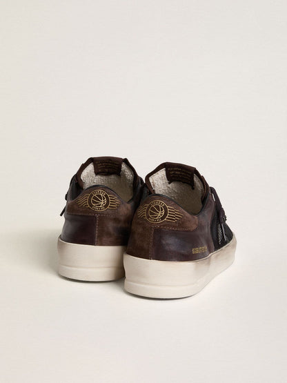 Men's Stardan in brown suede and black mesh with white leather star and nappa leather inserts - Golden Goose Men