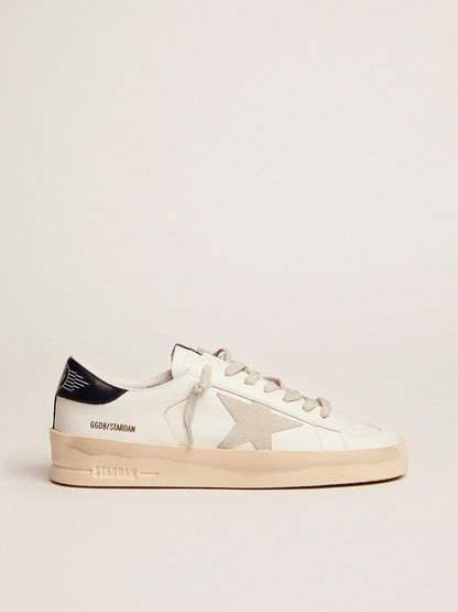 Men's Stardan with star in ice-gray suede and blu-navy heel tab - Golden Goose Men