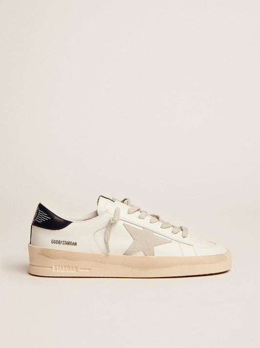 Men's Stardan with star in ice-gray suede and blu-navy heel tab - Golden Goose Men