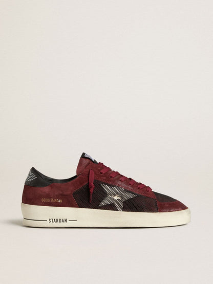 Men's Stardan in black mesh and burgundy suede with white leather star - Golden Goose Men