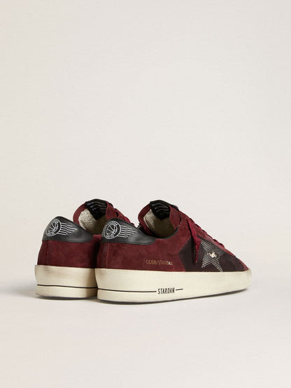 Men's Stardan in black mesh and burgundy suede with white leather star - Golden Goose Men
