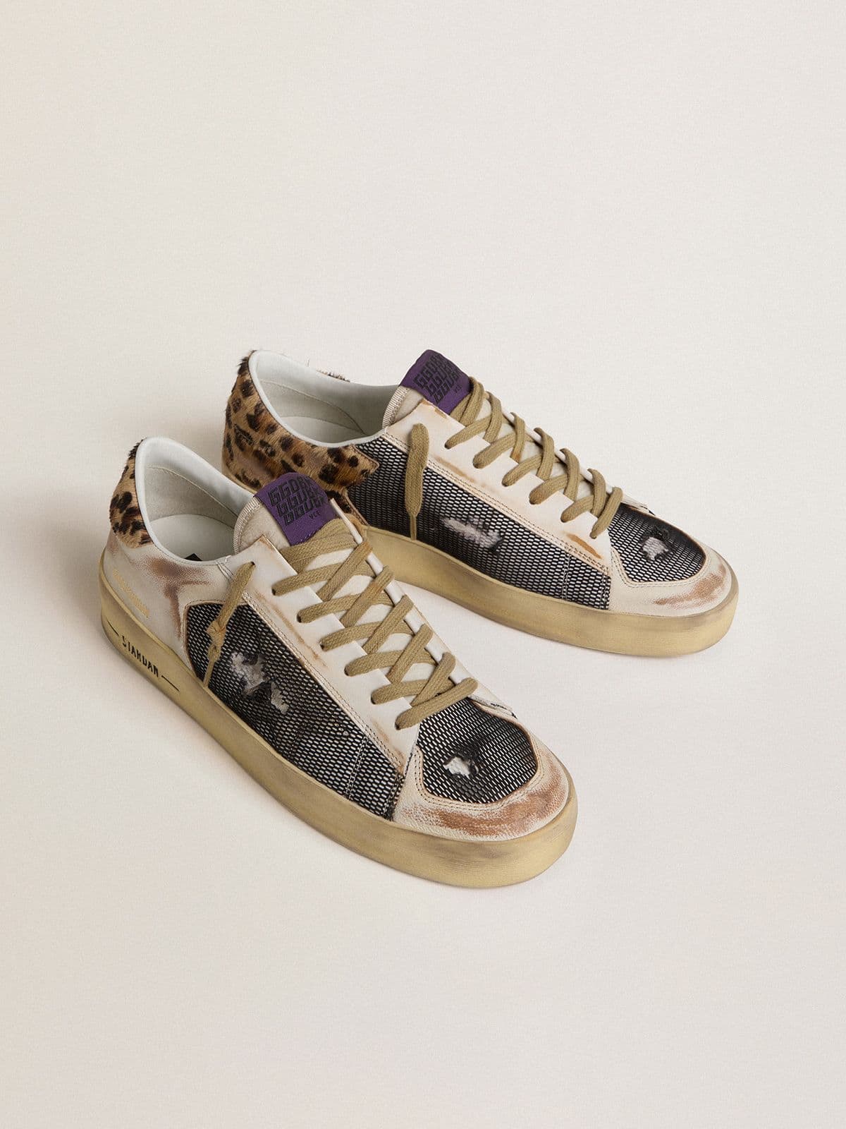 Men's Stardan in nappa and mesh with leopard-print pony skin heel tab - Golden Goose Men