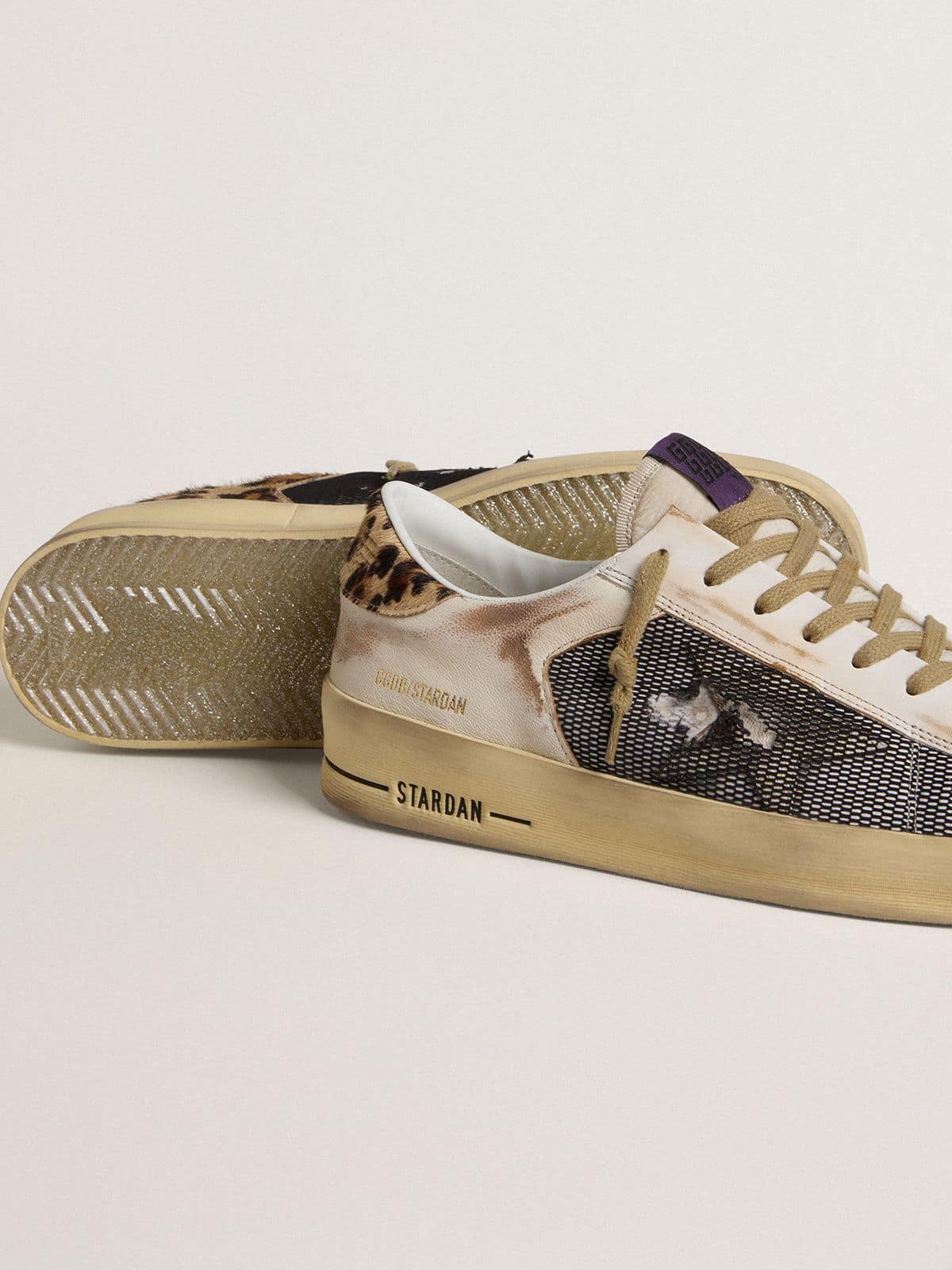Men's Stardan in nappa and mesh with leopard-print pony skin heel tab - Golden Goose Men