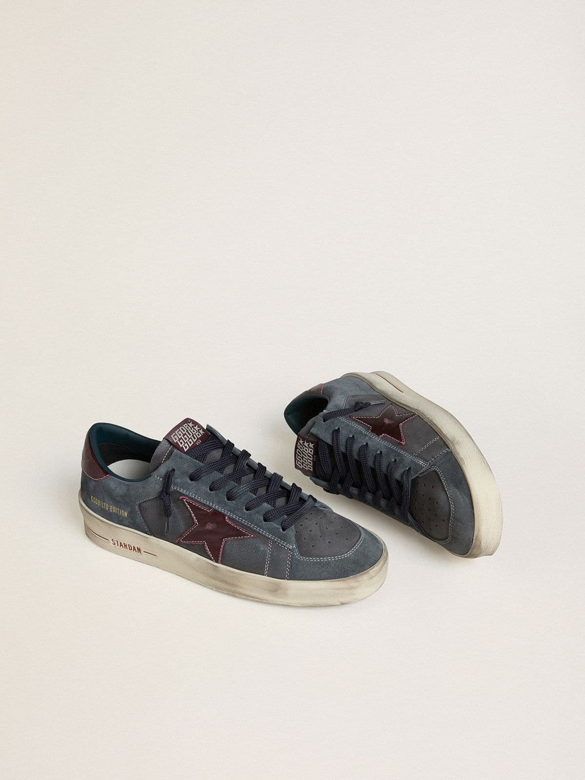 Men's Stardan LTD in anthracite nubuck and blue suede with metallic leather star - Golden Goose Men