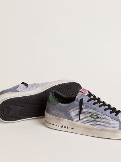 Men's Stardan in powder-blue suede with green leather star and heel tab - Golden Goose Men